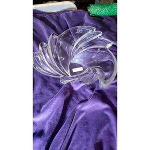 Mikasa Swing S3601 Crystal Bowl Clear Swirled Wave Rim Made in Germany Very Good